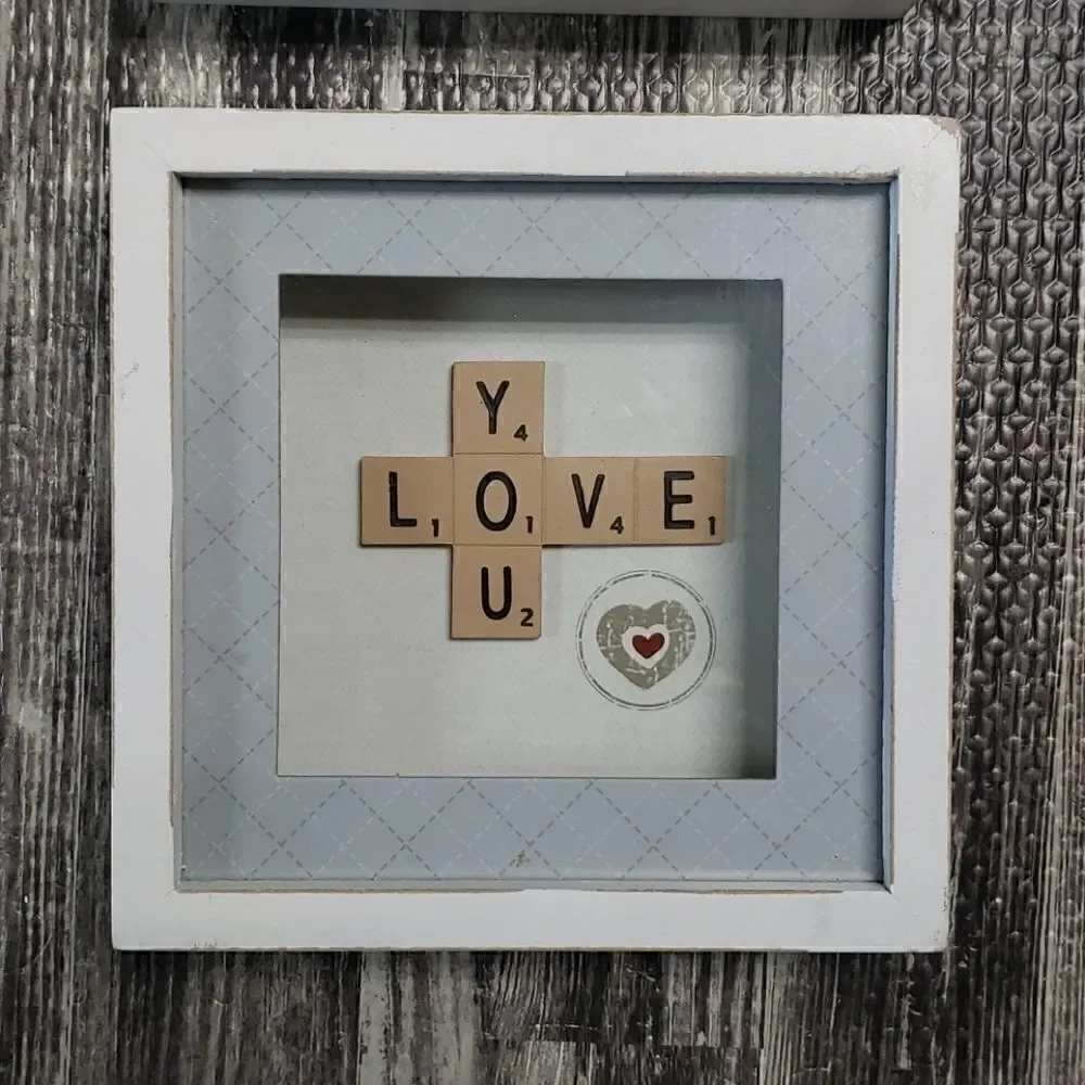 LOVE-THEMED SCRABBLE SHADOW BOX PICTURES